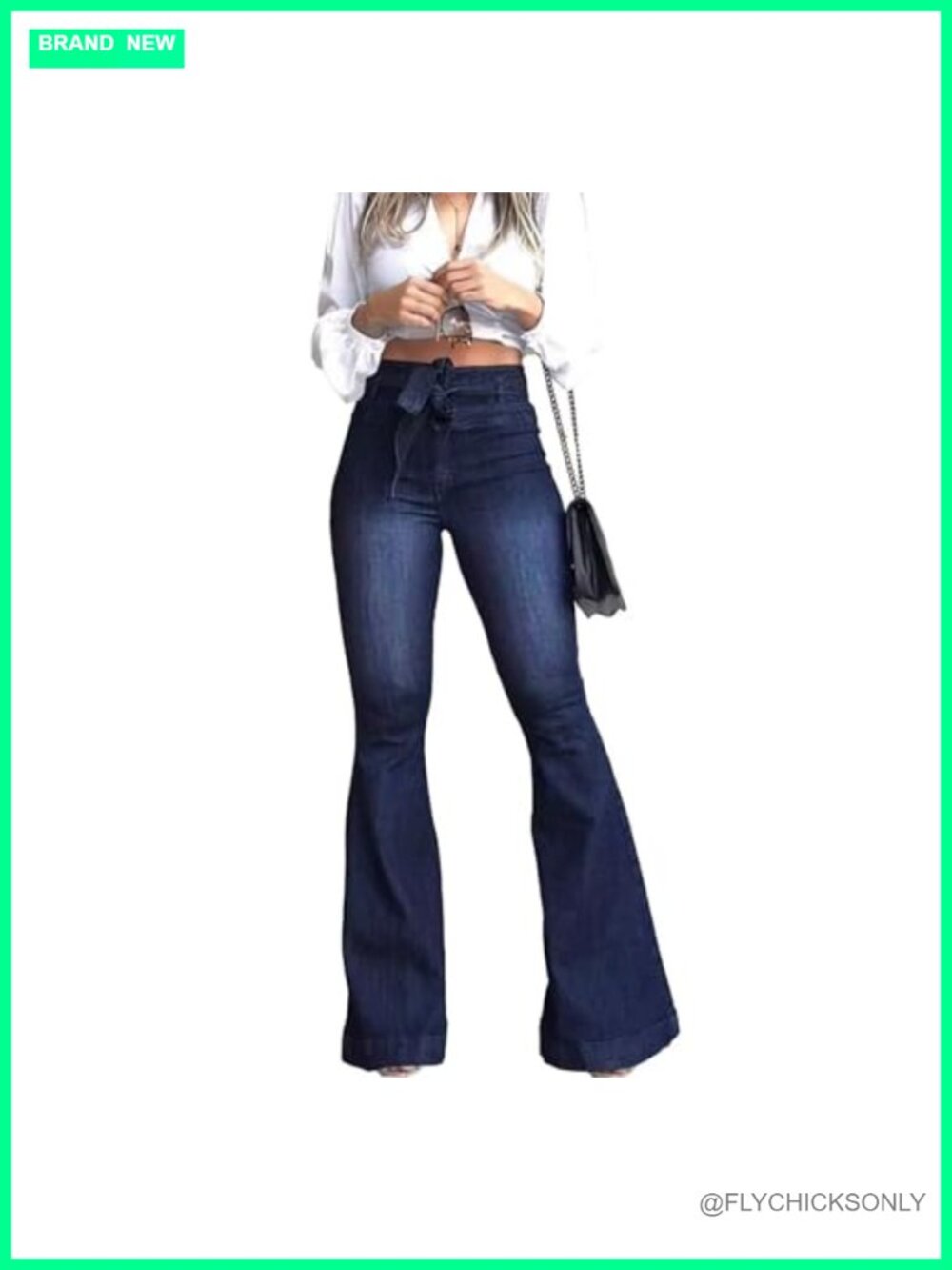 High Waisted Flare Bell Bottom Jeans Stretch Denim Wide Leg Pants